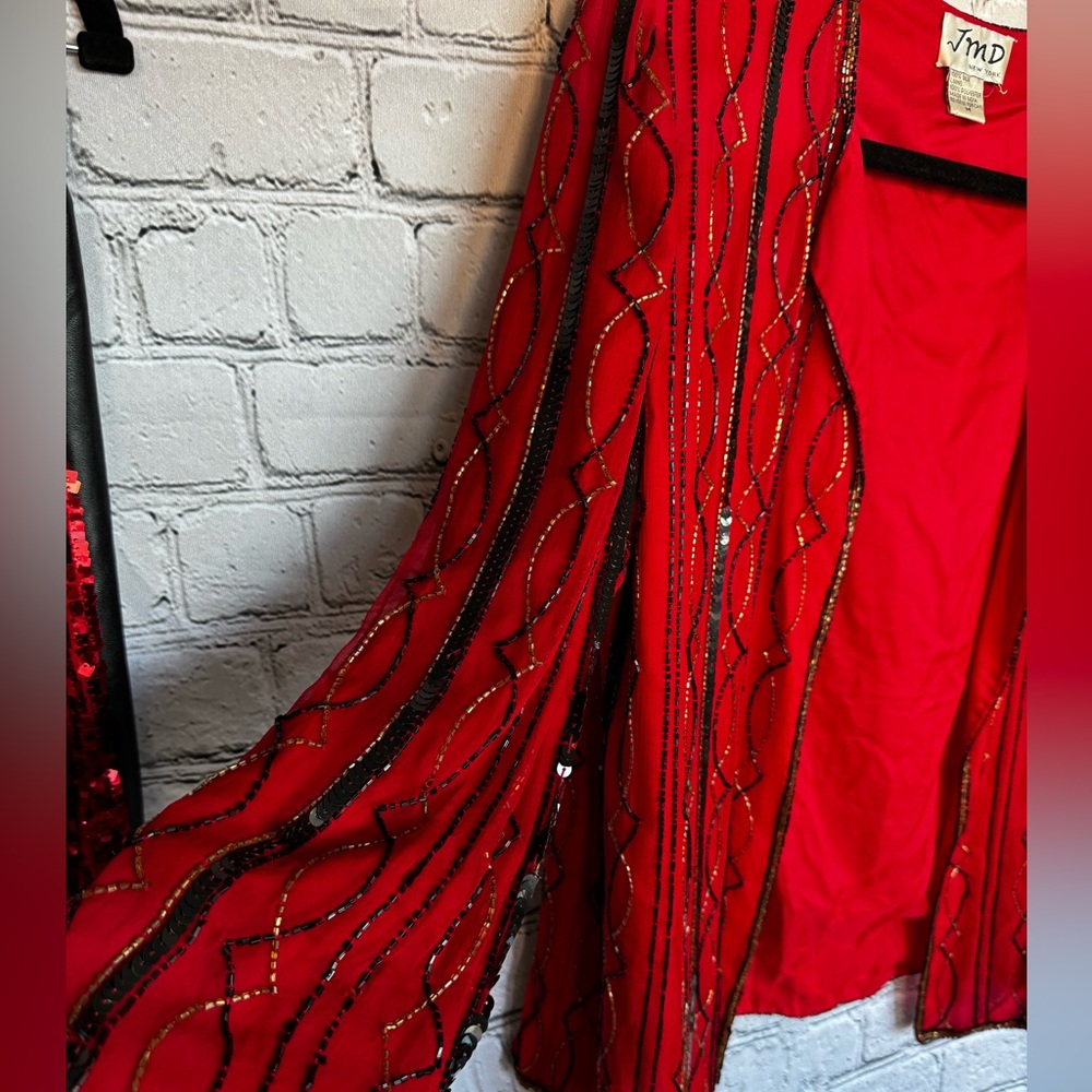 JMD New York Vintage Red Sequin Beaded Jacket